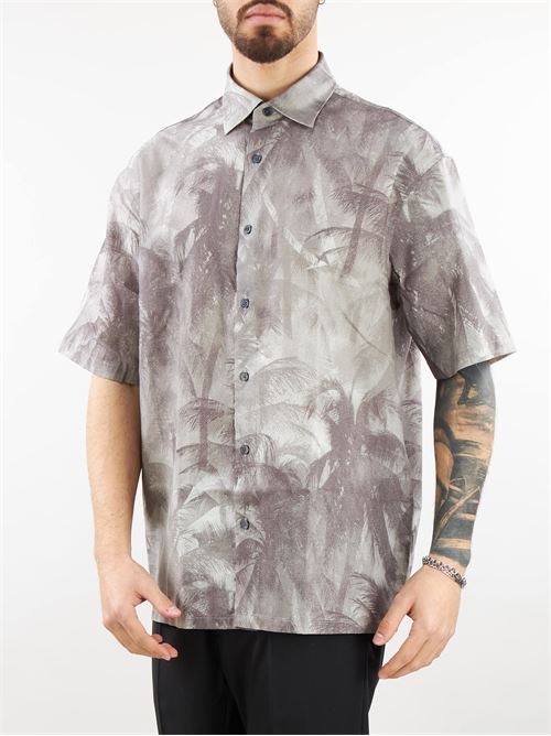Over-fit shirt with short sleeves in lyocell blend with all-over ASV print Emporio Armani EMPORIO ARMANI |  | 3D1CG71NRDZF617